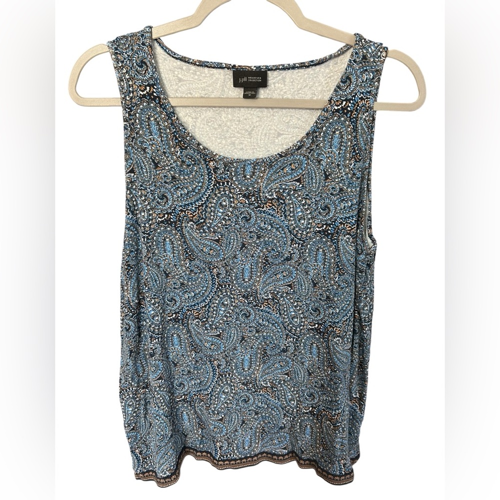 J. Jill Wearever Collection Sleeveless Paisley Scoop Neck Sleeveless Tank Size M